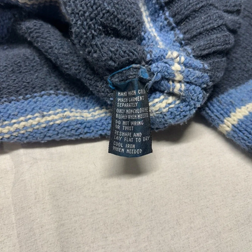 Polo Ralph Lauren Mens XL Blue Striped 100% Cotton Crewneck Sweater Pony Logo